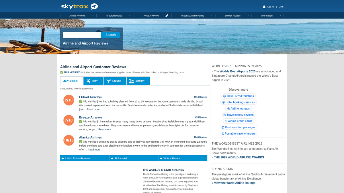 A(z) AirlineQuality (Skytrax) Névjegye