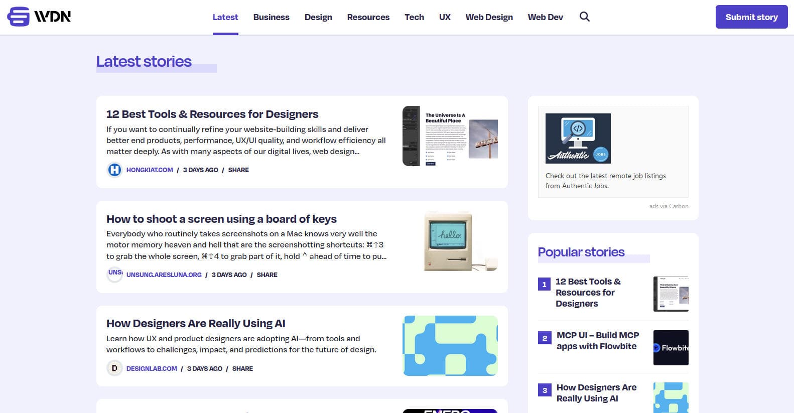 Comment scraper Web Designer News