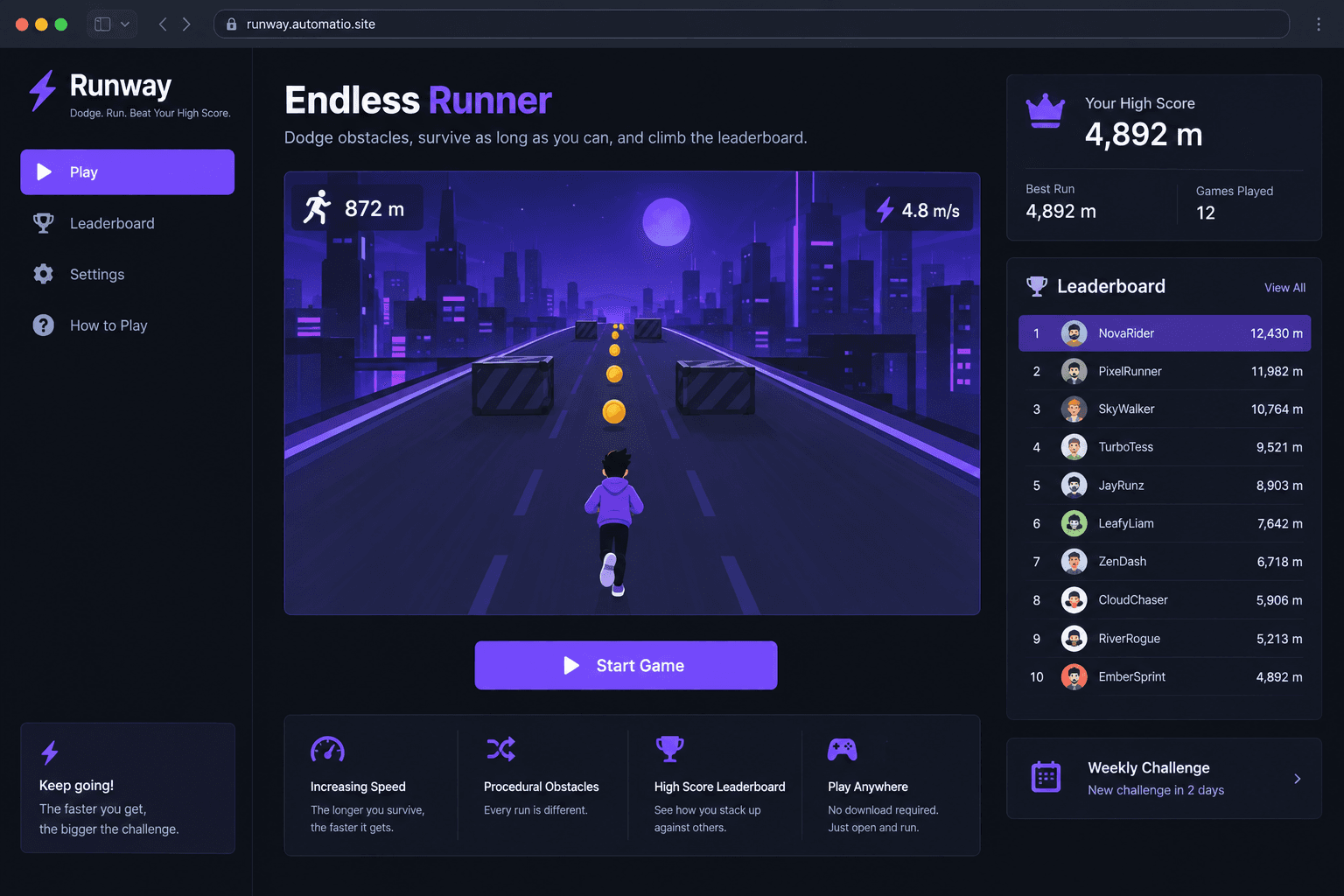 AI render of a build: Endless runner