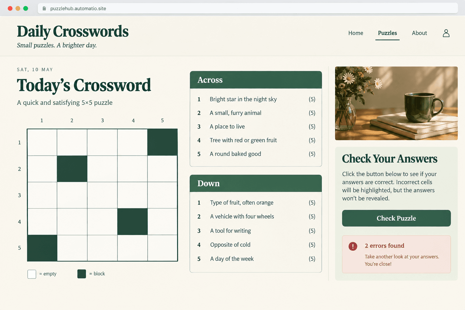 AI render of a build: Mini crossword