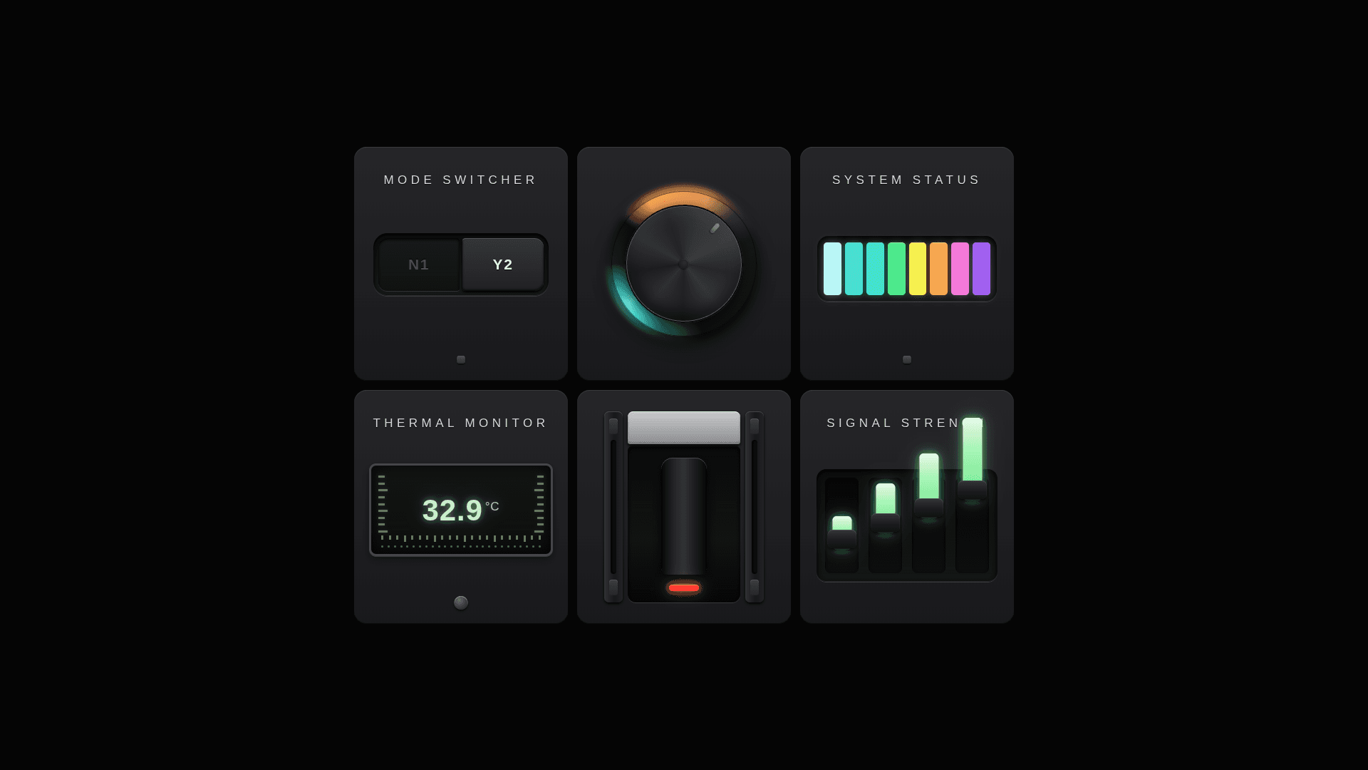 Skeuomorphic control panel, hardware dashboard template