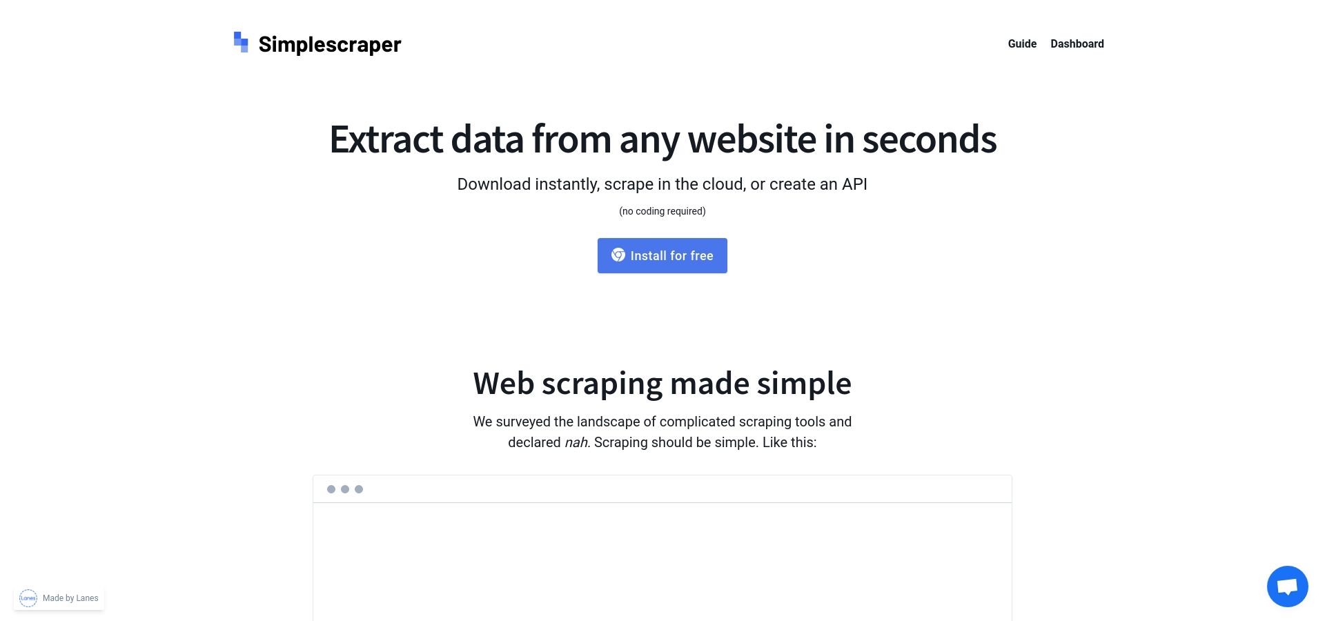 Simplescraper — Scrape Websites and turn them into APIs