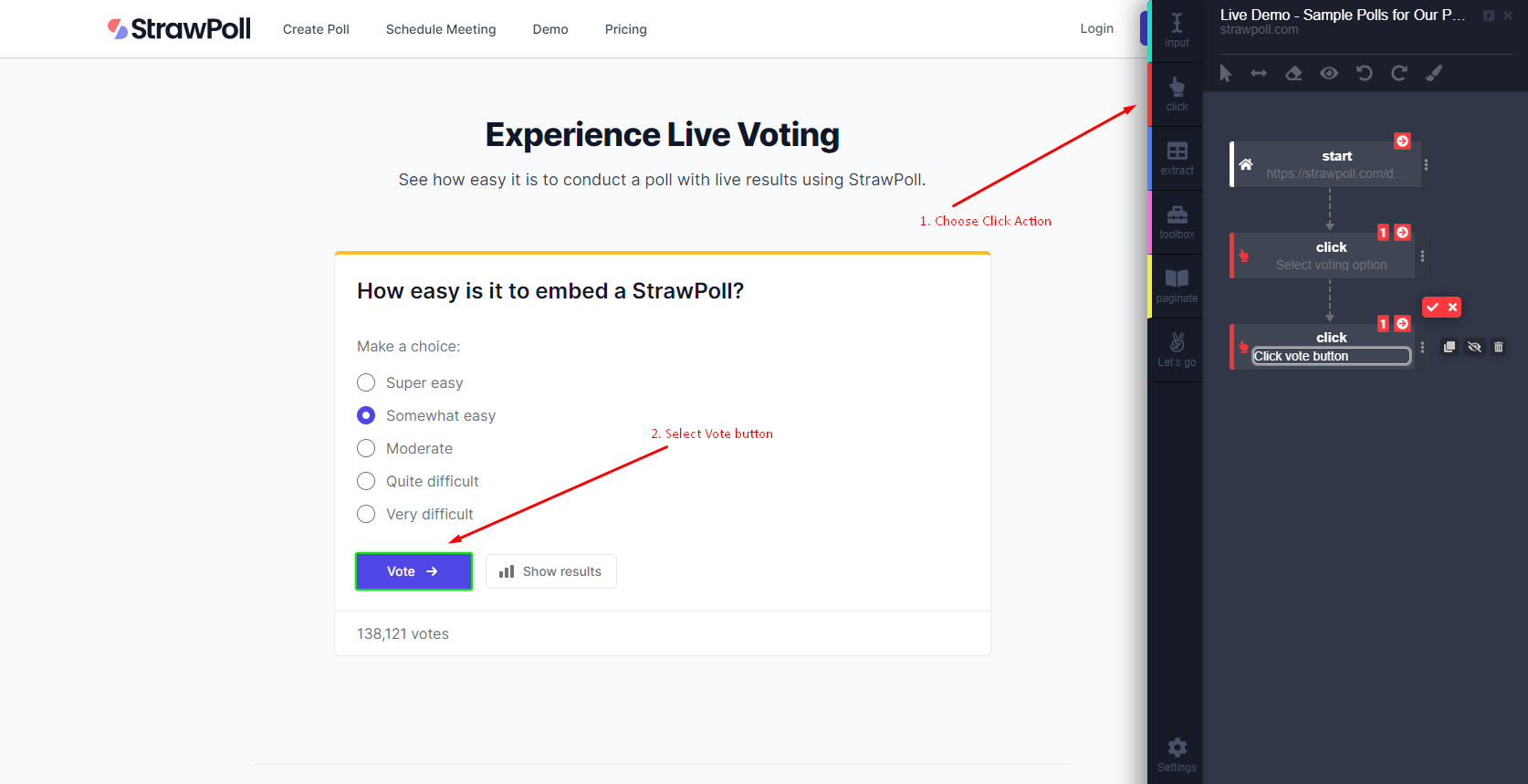 Vote Bot Click Action to Vote - automatio.ai