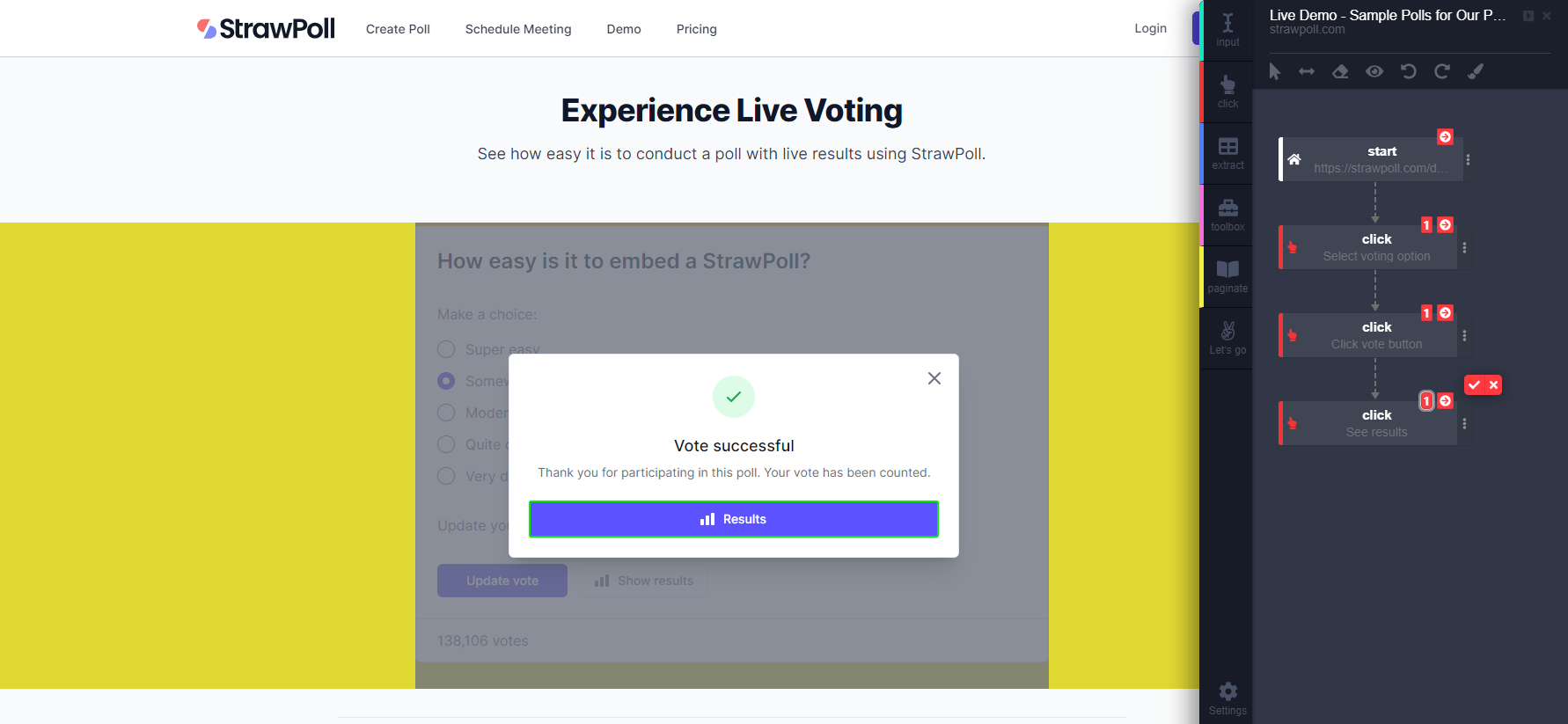 StrawPoll Voting Bot Using Automatio Chrome Extension