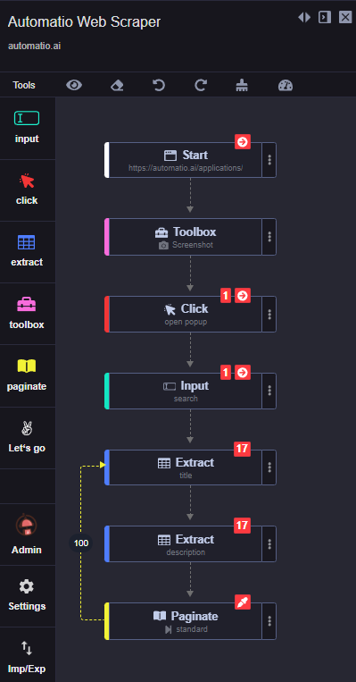 Automatio Chrome Extension Interface